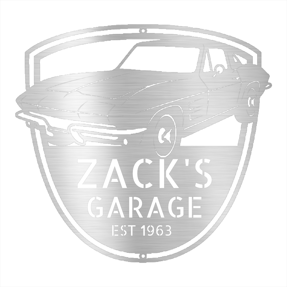 Silver / 12 1963 Corvette Stingray Garage Sign