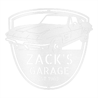 White / 12 1963 Corvette Stingray Garage Sign