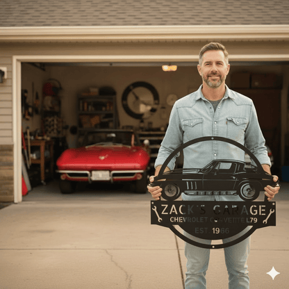 1966 Corvette L79 Garage Sign – Personalized Metal Car Wall Art for Garage or Workshop
