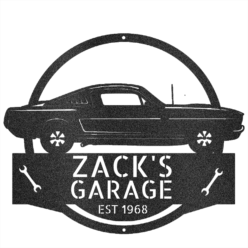 Black / 12 1966 Mustang Shelby Garage Sign – Personalized Metal Garage Wall Art for Car Lovers