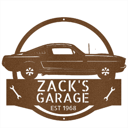 Copper / 12 1966 Mustang Shelby Garage Sign – Personalized Metal Garage Wall Art for Car Lovers