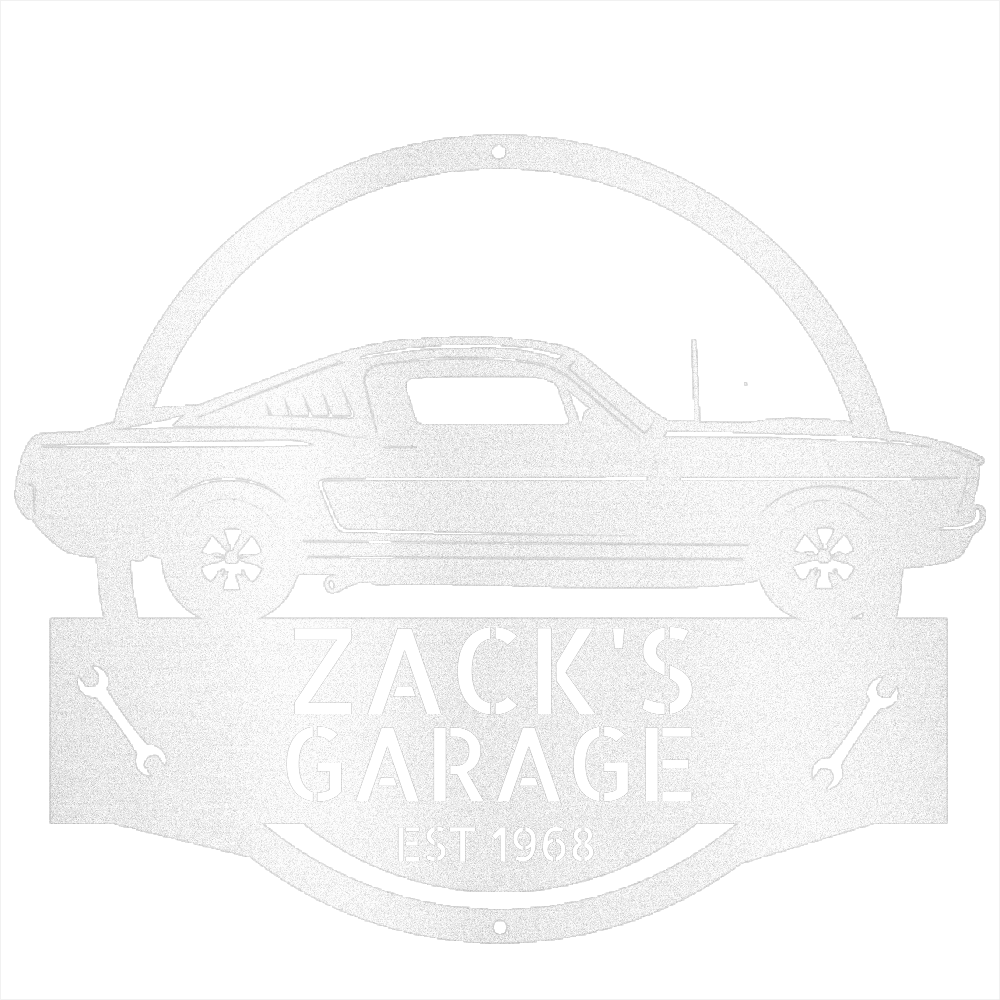 White / 12 1966 Mustang Shelby Garage Sign – Personalized Metal Garage Wall Art for Car Lovers