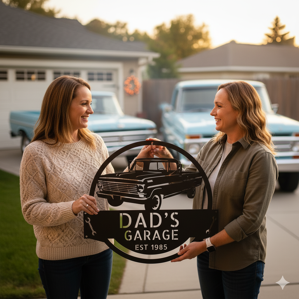 Wall Art CUSTOMIZE CAR SIGN - Car Garage Ford F-100 1967-1972 Monogram Wall Art