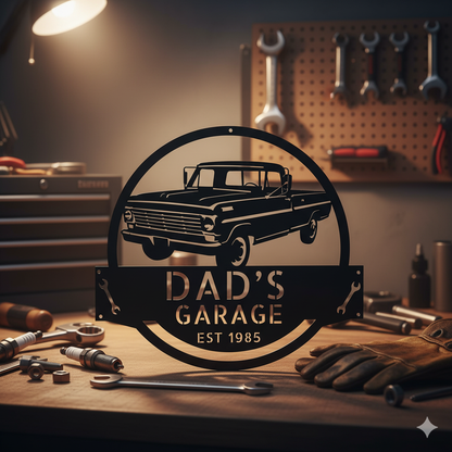 Wall Art CUSTOMIZE CAR SIGN - Car Garage Ford F-100 1967-1972 Monogram Wall Art