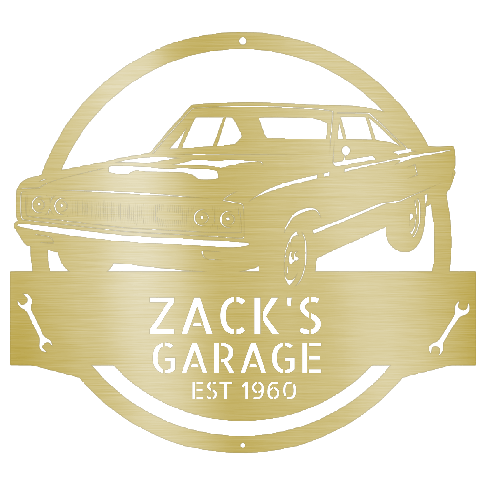Gold / 12 1967 Dodge Garage Sign – Custom Metal Shop Wall Art for Dad’s Garage