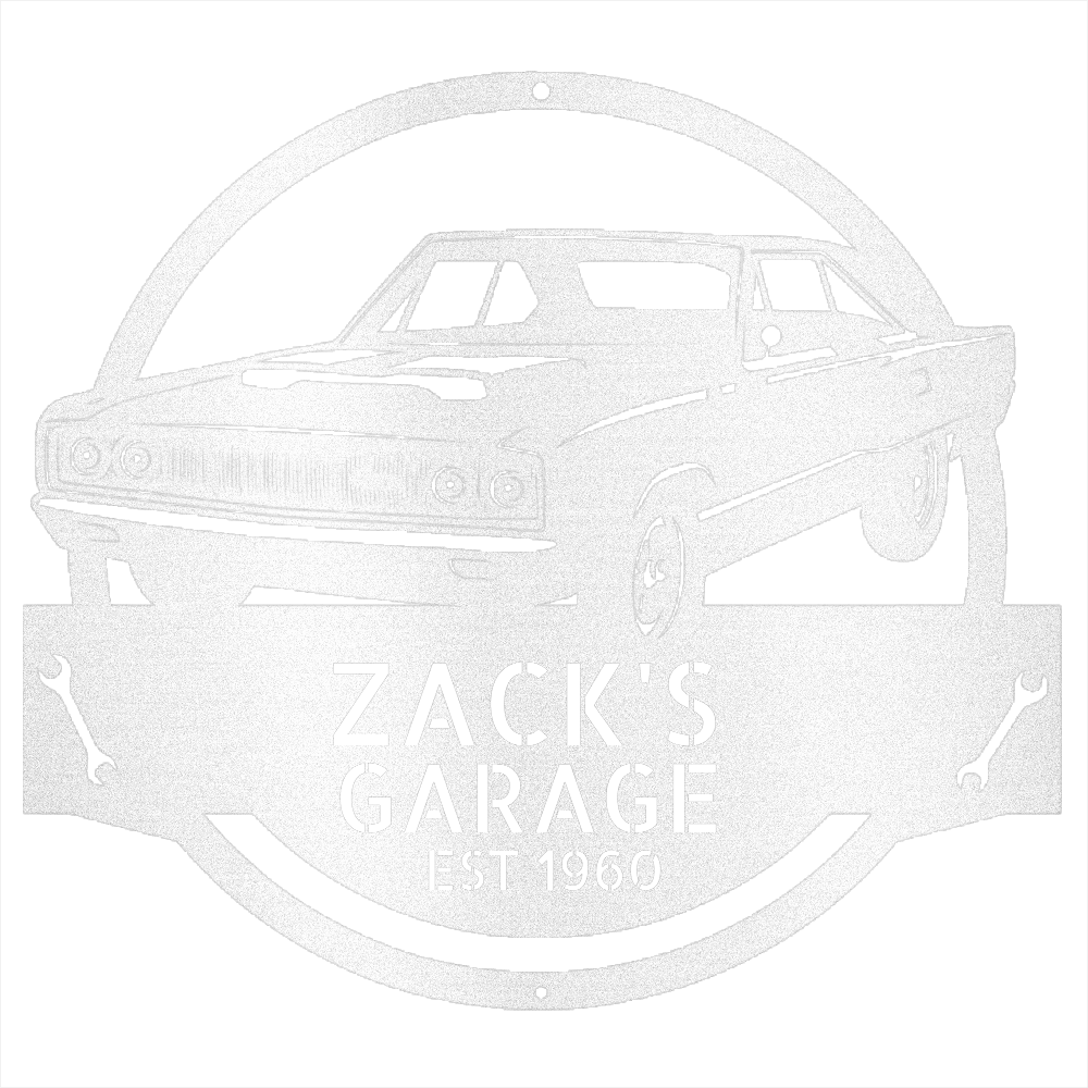 White / 12 1967 Dodge Garage Sign – Custom Metal Shop Wall Art for Dad’s Garage