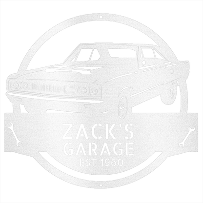 White / 12 1967 Dodge Garage Sign – Custom Metal Shop Wall Art for Dad’s Garage