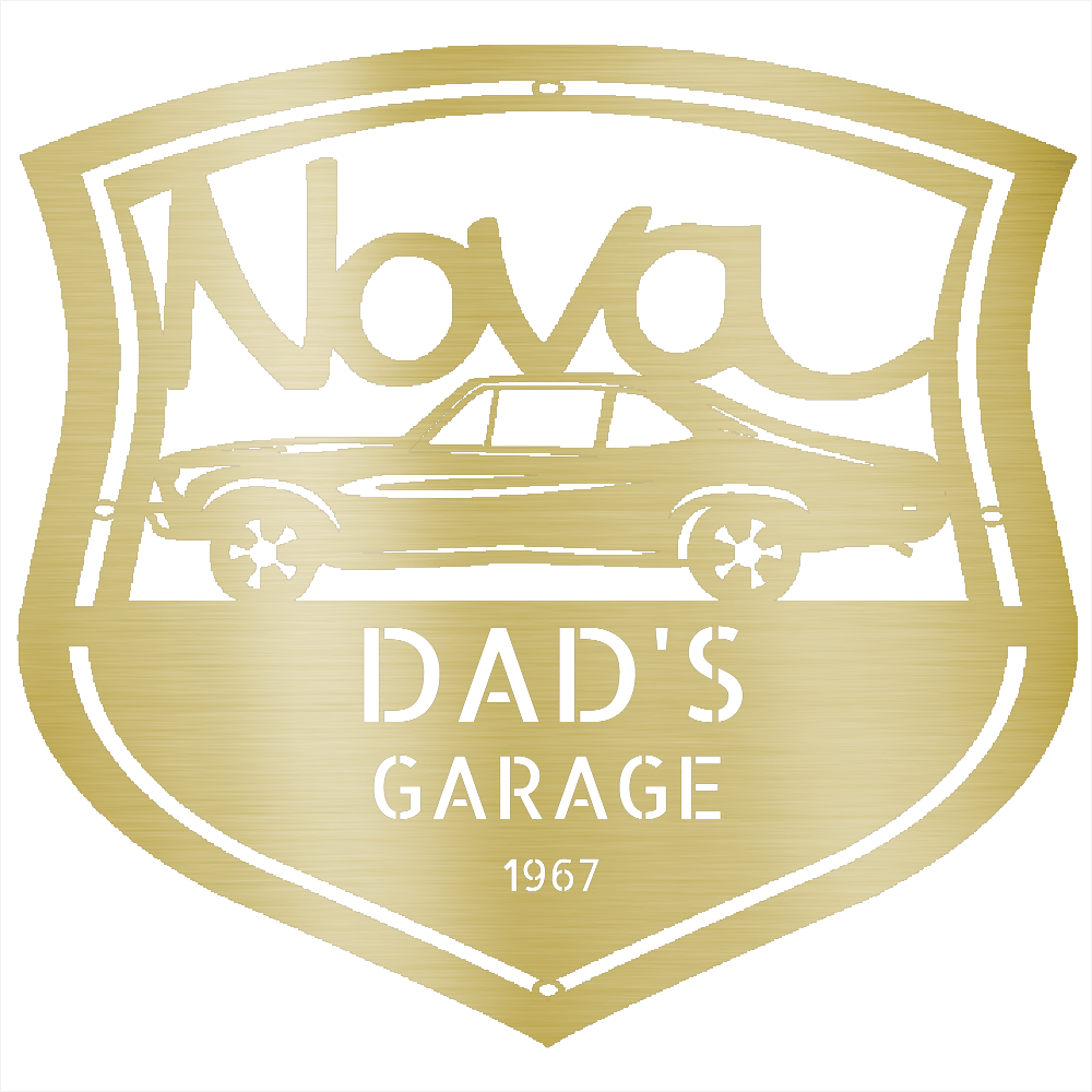 Gold / 12 1968 Chevy Nova Custom Metal Sign – Personalized Vintage Car Wall Art