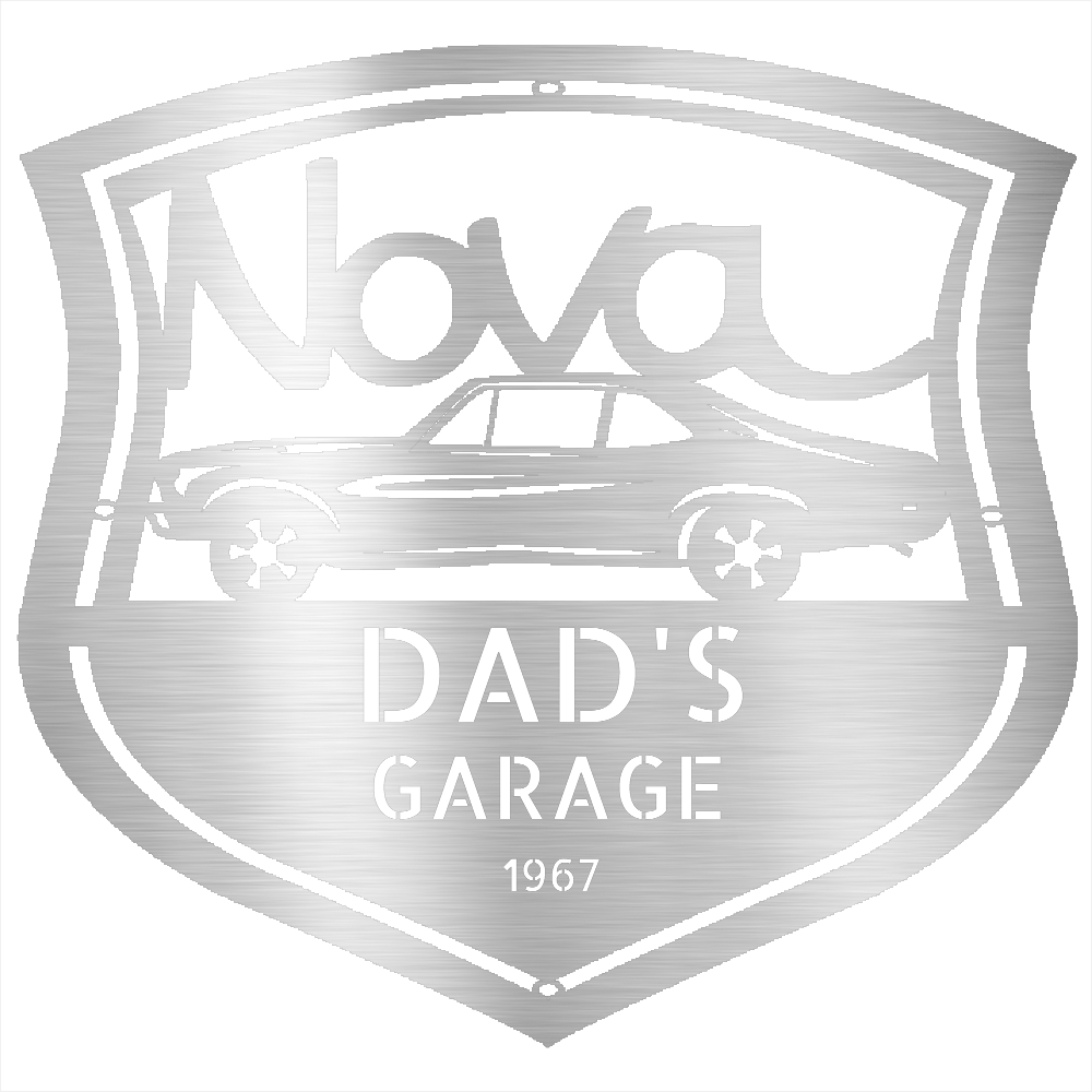 Silver / 12 1968 Chevy Nova Custom Metal Sign – Personalized Vintage Car Wall Art