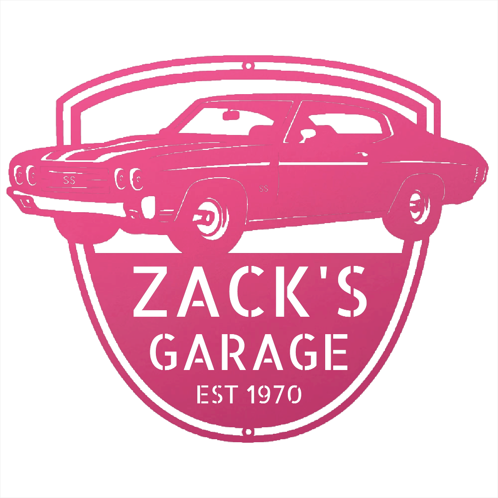 Pink / 12 1970 Chevelle SS Garage Sign