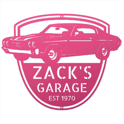 Pink / 12 1970 Chevelle SS Garage Sign