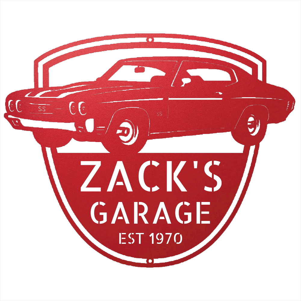 Red / 12 1970 Chevelle SS Garage Sign