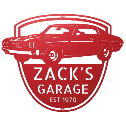 Red / 12 1970 Chevelle SS Garage Sign