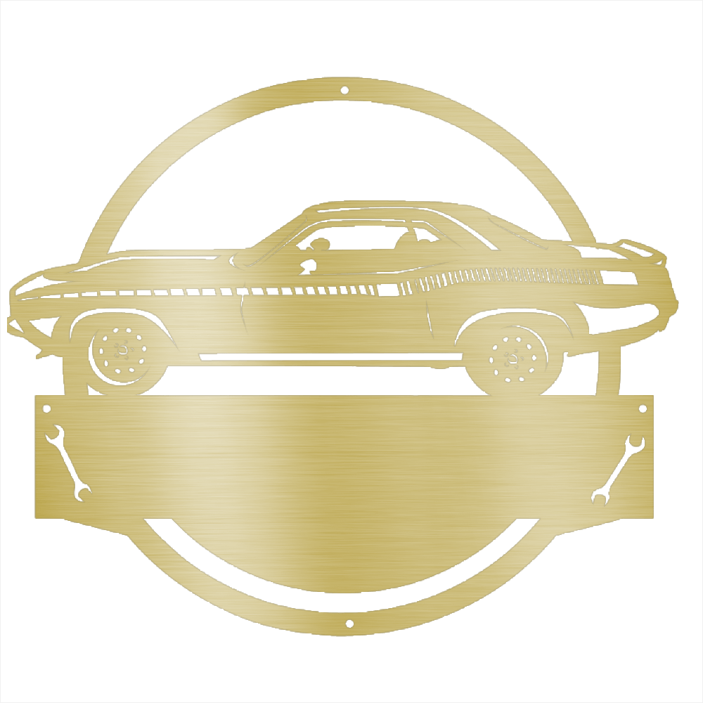 Gold / 12 1970 Plymouth Cuda Garage Sign