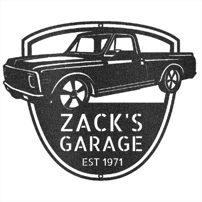 Black / 12 1971 C10  Chevrolet  Garage Sign