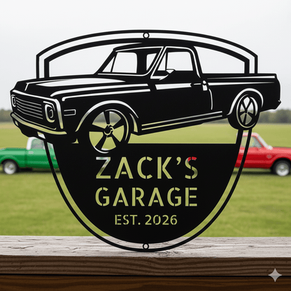 Black / 12 1971 C10  Chevrolet  Garage Sign