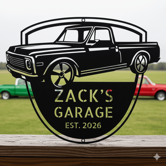 Black / 12 1971 C10  Chevrolet  Garage Sign