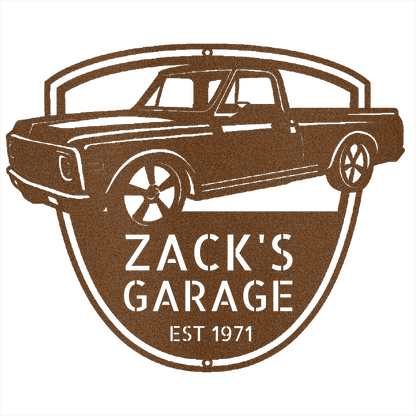 Copper / 12 1971 C10  Chevrolet  Garage Sign