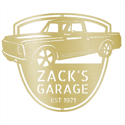 Gold / 12 1971 C10  Chevrolet  Garage Sign