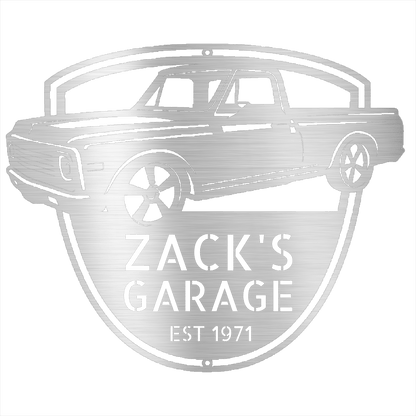 Silver / 12 1971 C10  Chevrolet  Garage Sign