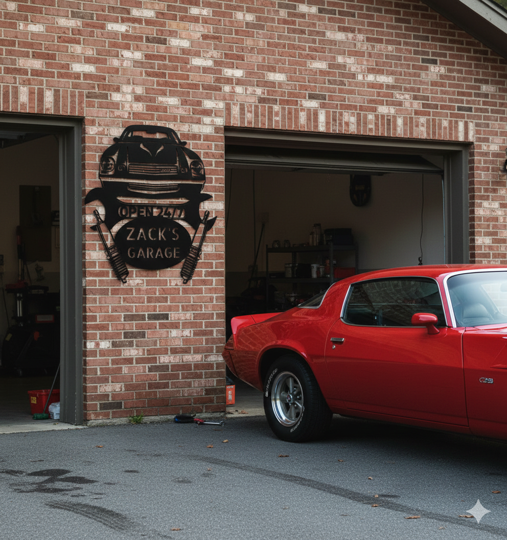 Wall Art GARAGE CAR SIGN - Personalized Car Camaro 1978 Steel Monogram Wall Art