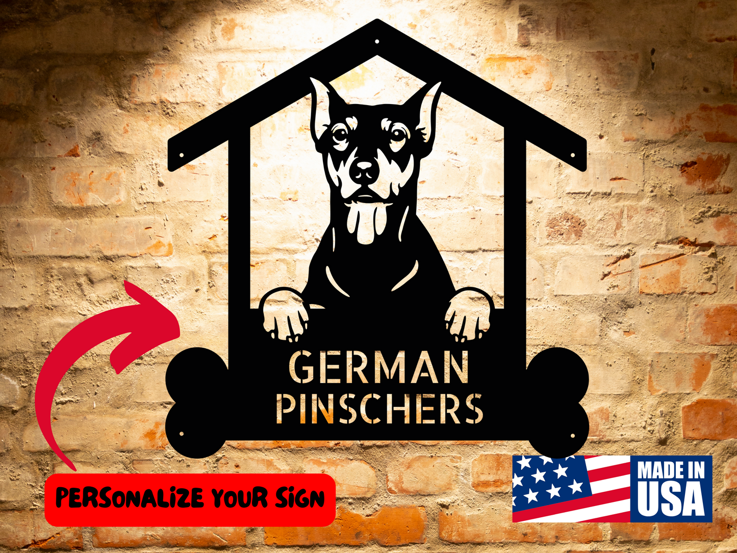 German Pinschers personalized metal wall art