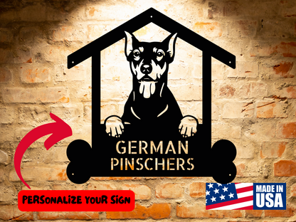 German Pinschers personalized metal wall art