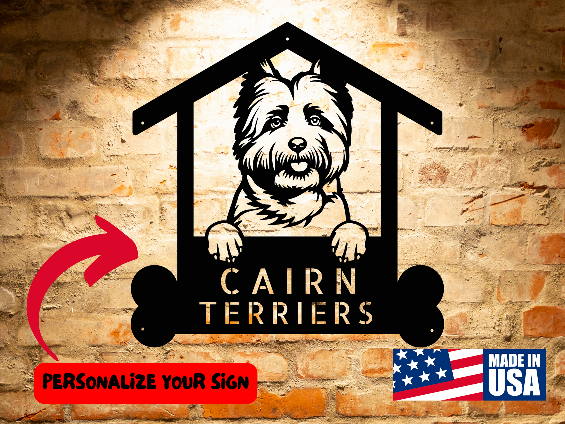 Personalized Cairn Terrier Dog Sign, Personalized Animal Wall Art Home Decor, Customized Dog Breed Address Sign, Gift for Pet Lovers.