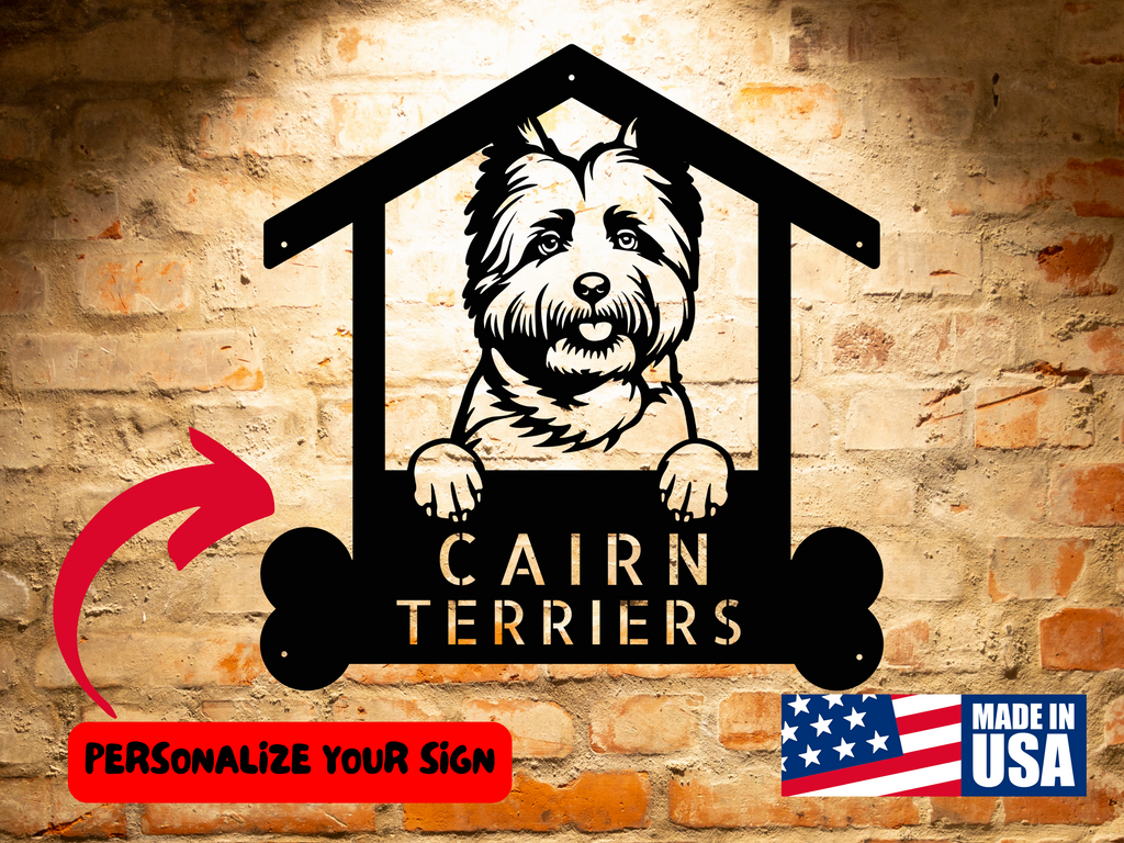 Personalized Cairn Terrier Dog Sign, Personalized Animal Wall Art Home Decor, Customized Dog Breed Address Sign, Gift for Pet Lovers.