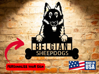 Personalized Belgian Sheepdogs Dog Sign, Custom Dog Welcome Sign for Belgian Sheepdog Enthusiasts, Unique Pet Wall Art - Welcome with Elegance