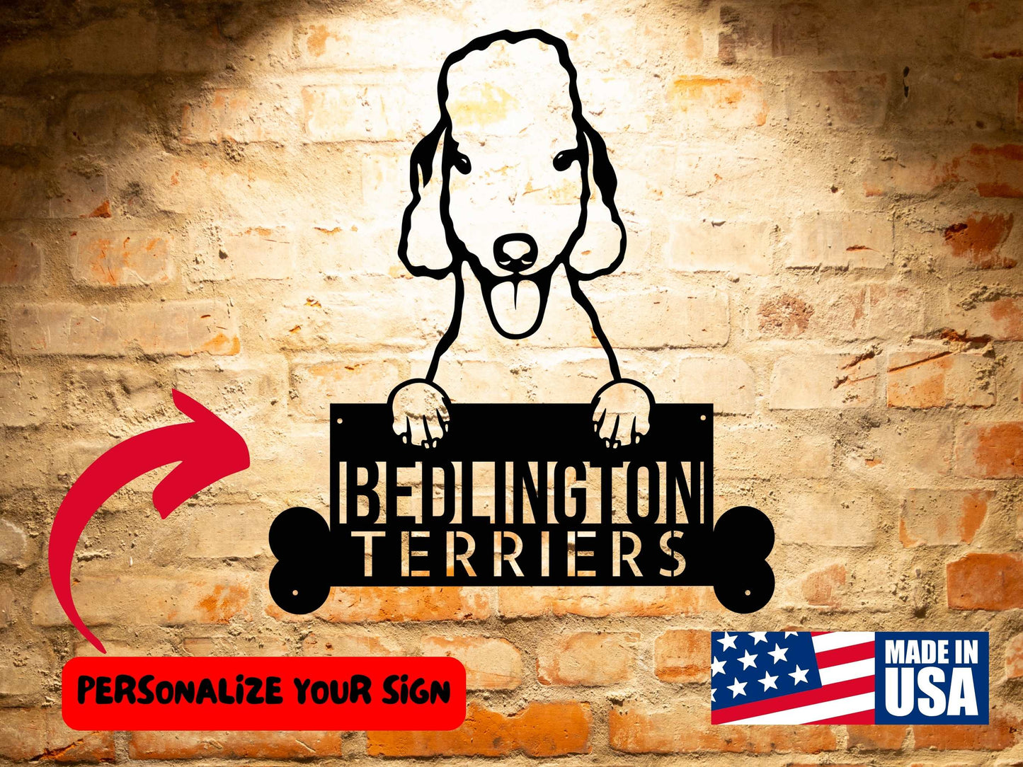 BEDLINGTON TERRIERS Custom Dog Sign, Personalized Wall Art for Bedlington Terrier Owners, Dog Address Sign, Pet Wall Art.