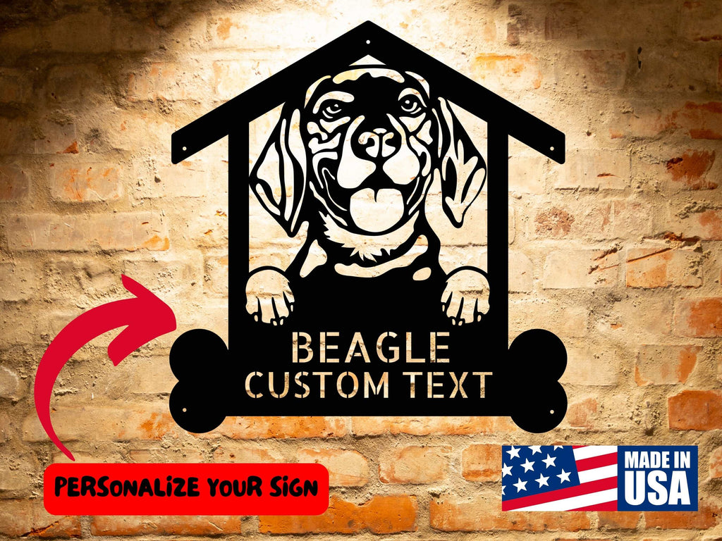 Beagle DOG - Custom Dog Breed Metal Sign - Personalized Welcome Sign for Dog Lovers - Dog Address Sign - Unique Dog Wall Art.