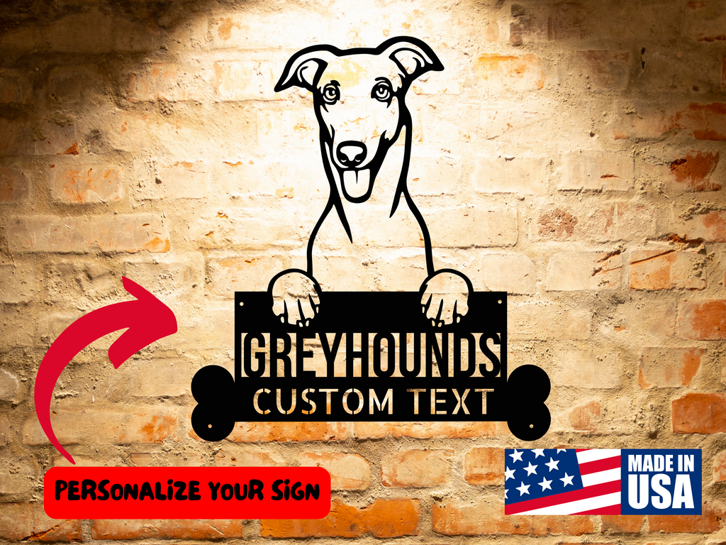Custom GREYHOUNDS Dog Wall Art, Handcrafted Metal Decor, showcasing the elegance and speed of the GREYHOUNDS breed. Crafted with durability in mind. Unique Tribute for Dog Enthusiasts, Thoughtful Gift for Pet Owners.