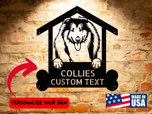 Customized Collie Dog Sign, Personalized Dog Wall Art Home Decor, Unique Gift for Pet Lovers, Animals Name Wall Art Sign - Custom Text