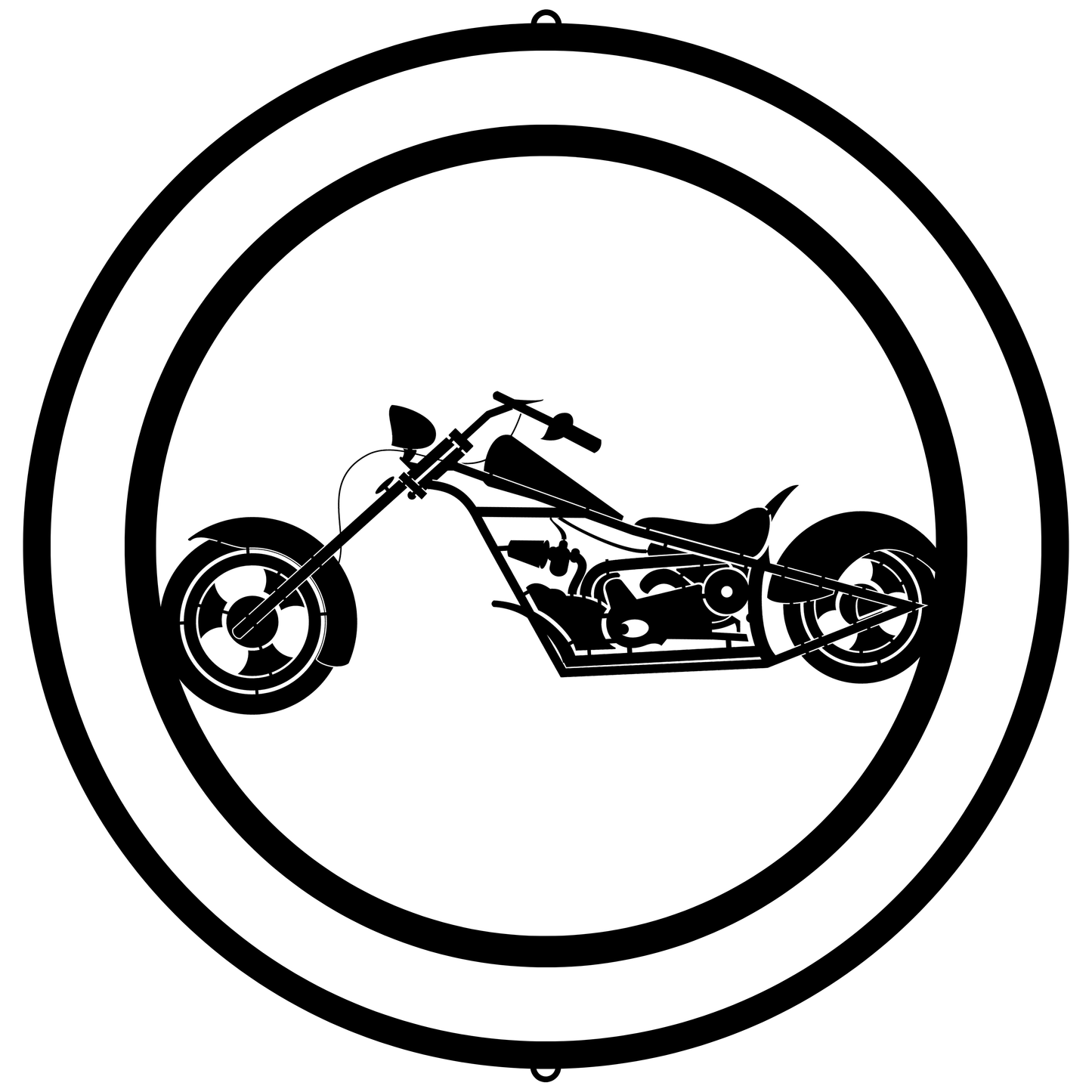 a black and white picture of a motorcycle in a circle