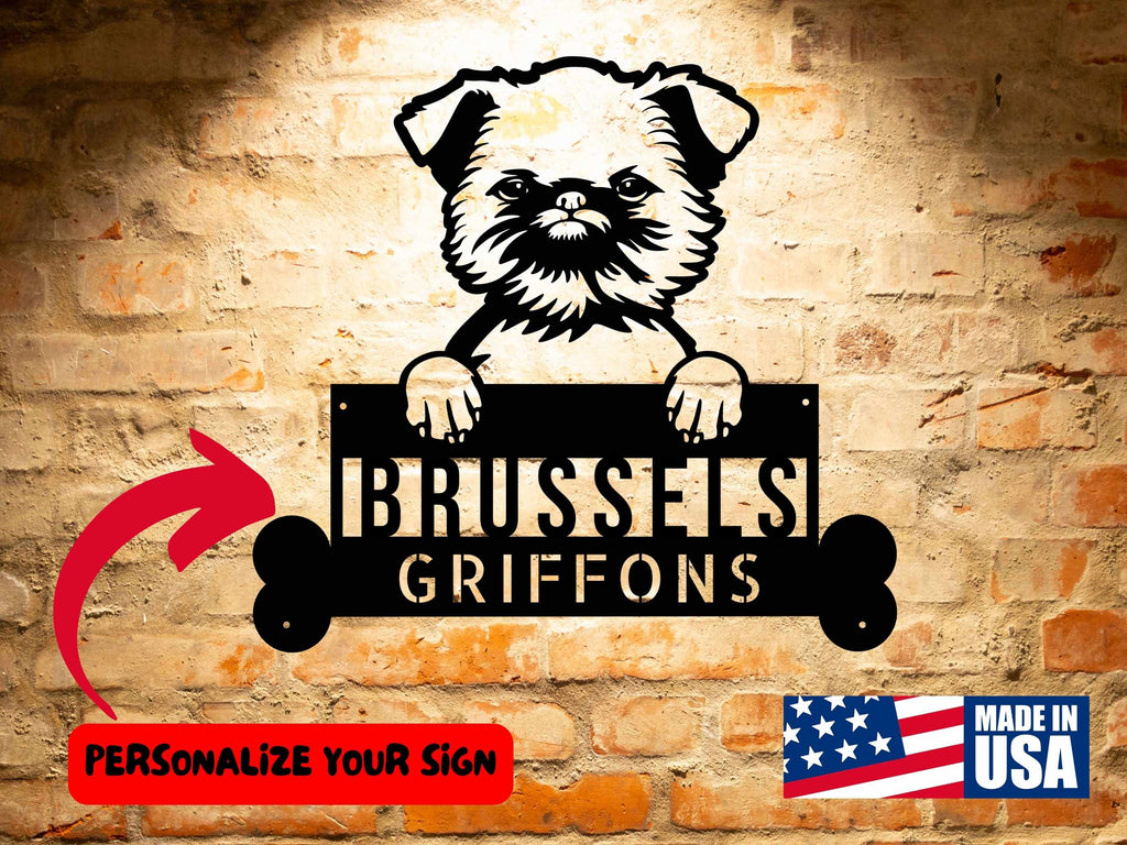 Personalized Brussels Griffon Dog Name Sign, Custom Dog Wall Art Unique Home Decor, Customized Gift for Pet Lovers.