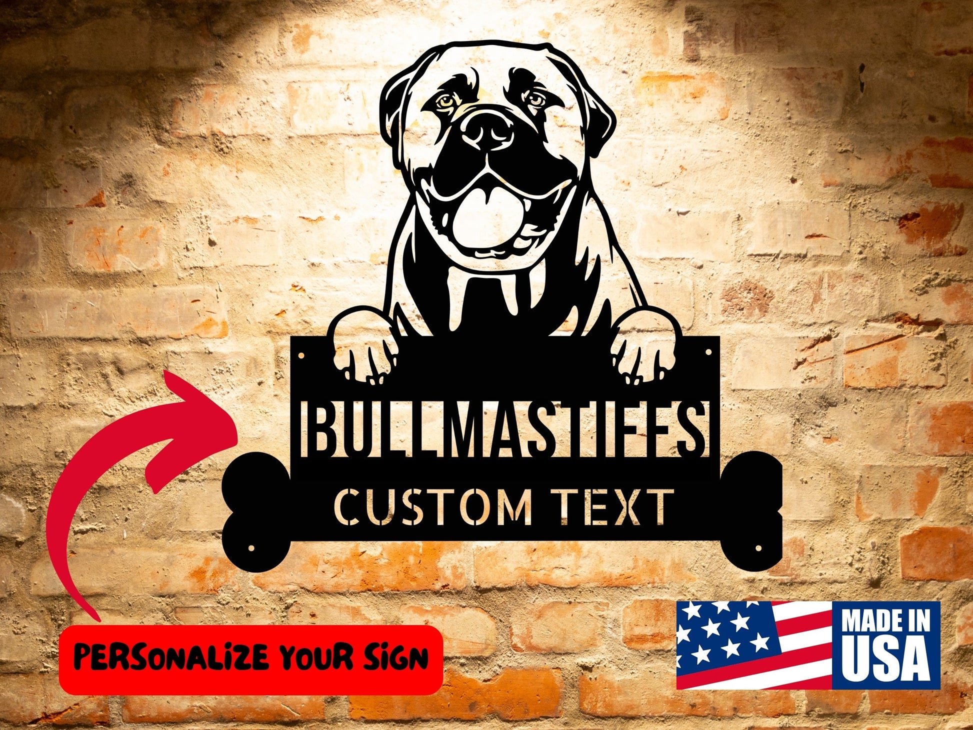 Customize your home decor with a custom Bullmastiff Steel Monogram Sign, Personalized Dog Wall Art Home Decor. This Custom Bullmastiff Steel Monogram Sign, Personalized Dog Wall Art Home Decor is the perfect addition to any bullmast owner's wall art collection.