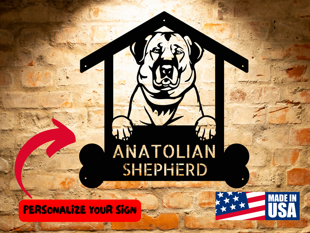ANATOLIAN SHEPHERD 2 - Custom Dog Breed Metal Sign - Personalized Welcome Sign for Dog Lovers - Dog Address Sign - Dog Wall Art- Unique Gift for Dad house sign.