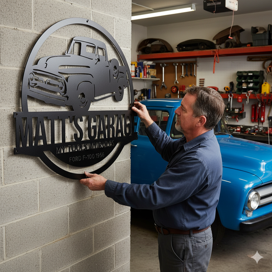 Wall Art PERSONALIZE CAR SIGN - Garage Ford-F-100 Established Date 1953-1956