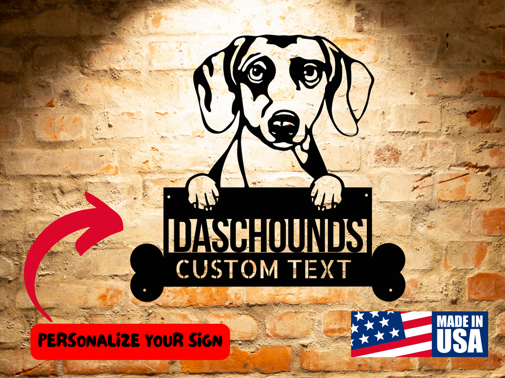 Customizable Dachshund Dog Sign, Personalized Pet Wall Art, Unique Handcrafted Decor for Dachshund Lovers, Dog Name Sign.