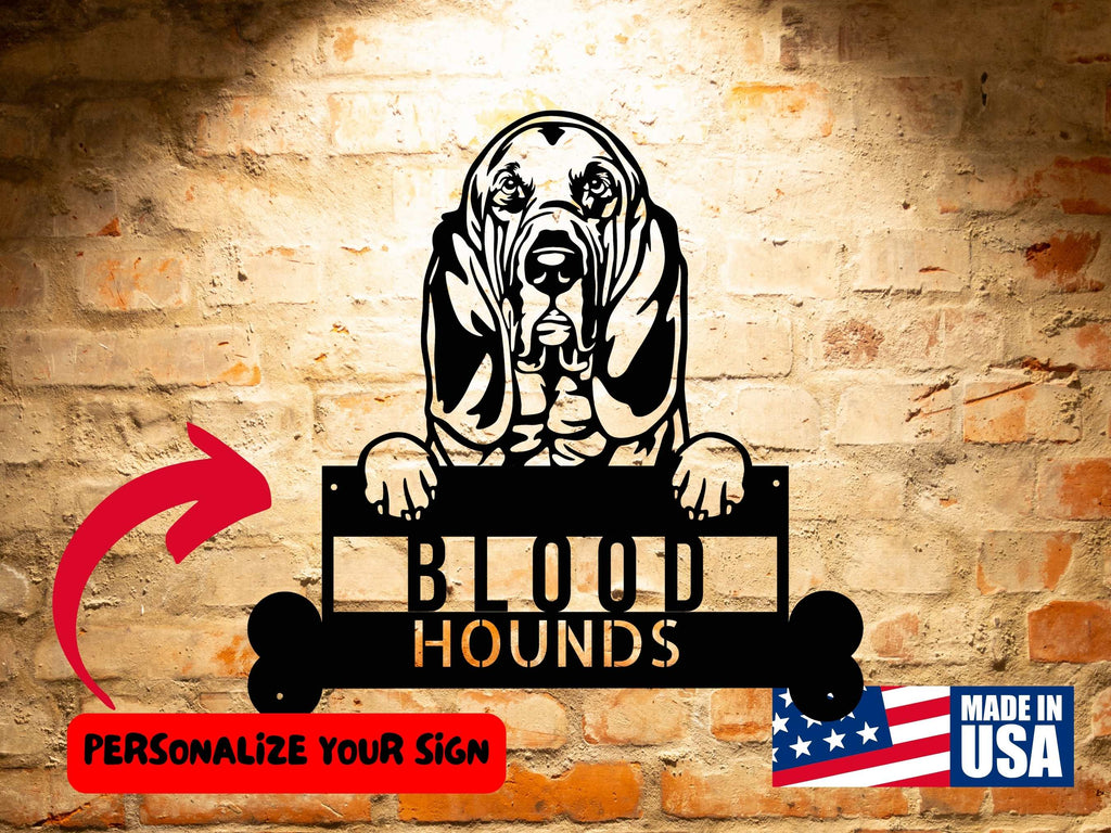 Personalized Bloodhound Dog Sign, Custom Dog Wall Art, Unique Pet Home Accent, Customized Gift for Bloodhound Admirers for personalized home decor.
