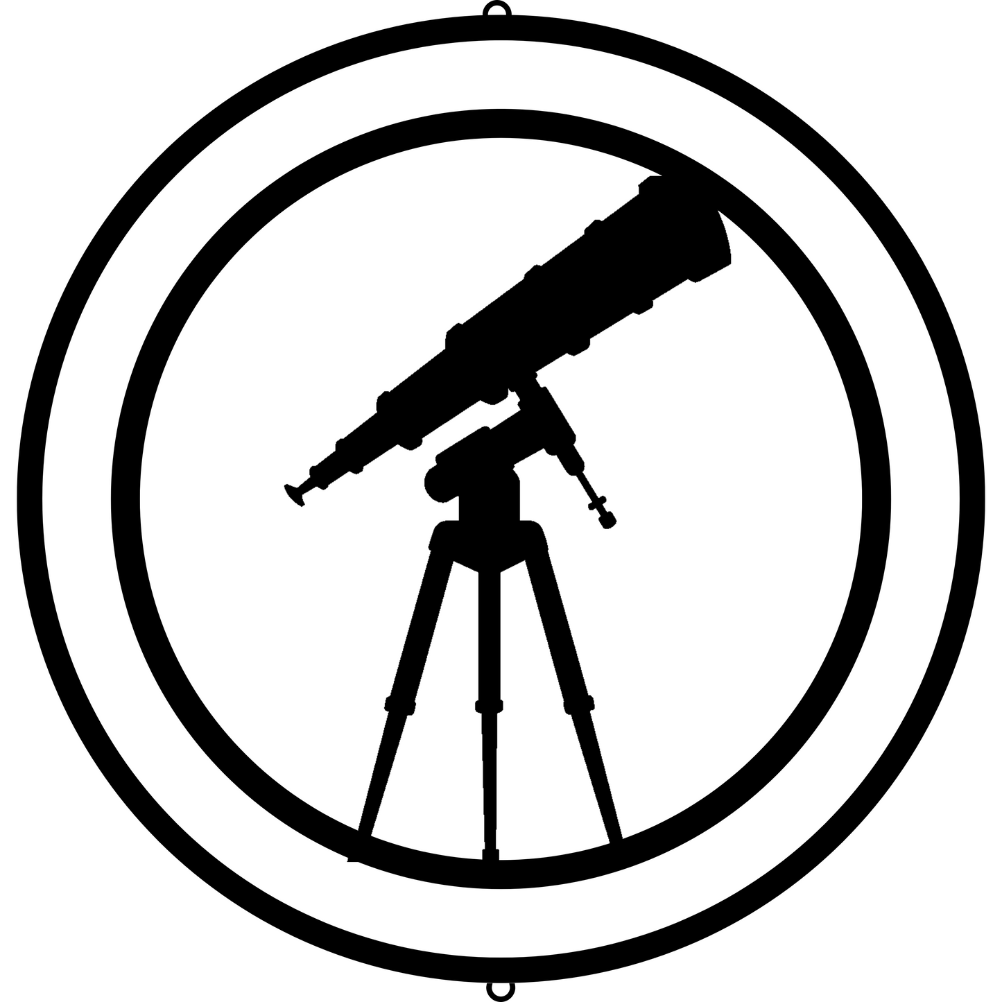 a black and white photo of a telescope