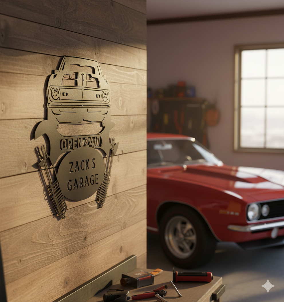 Wall Art Camaro 1968 Garage Steel Monogram Sign