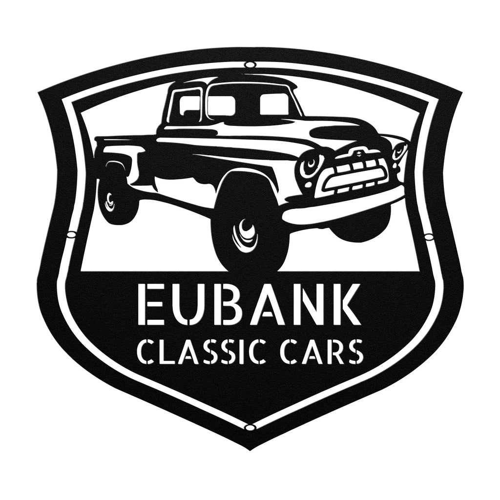 Eubank Custom Garage Sign, Personalized Steel Home Wall Décor, 1957 Chevy Custom Workshop Sign, Gift for Dad.