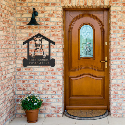 A personalized GREYHOUNDS Breed Metal Wall Decor featuring the GREYHOUNDS breed.