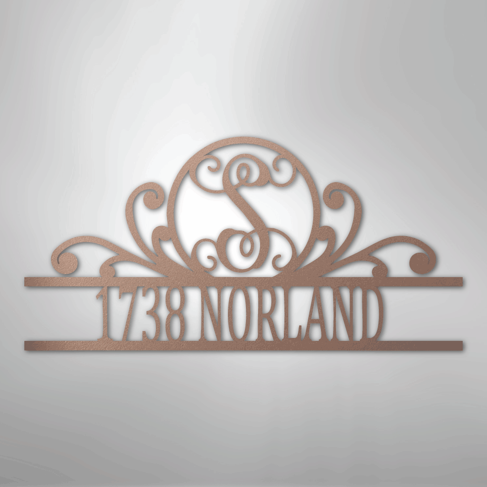 Steel Sign Rose / 24" Personalized Monogram Address Sign Name & House Number