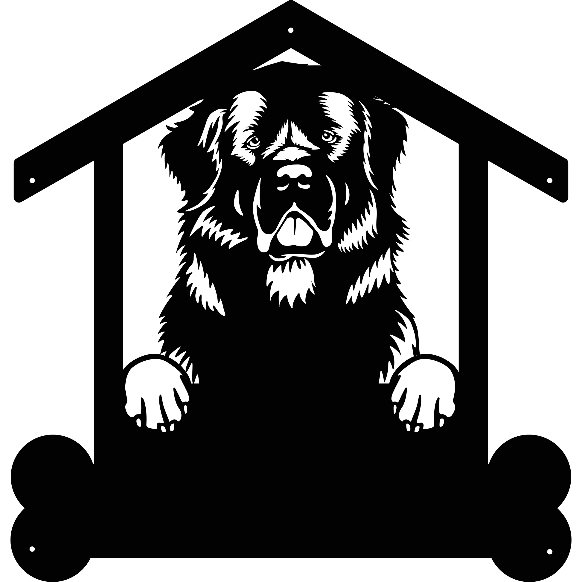 Custom Newfoundland Dog Sign | Personalized Steel Monogram Wall Art dog house sign.