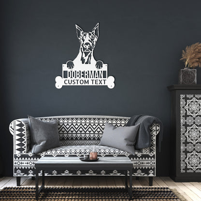 This is a Personalized Doberman Dog Sign, Unique Gift for Doberman Lovers, Custom Dog Breed Wall Art Home Decor, Pet Lovers Gift.