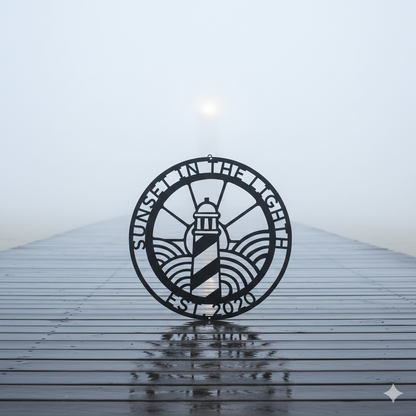 Wall Art PERSONALIZED LIGHTHOUSE SIGN - Lighthouse Monogram Steel Monogram Sign