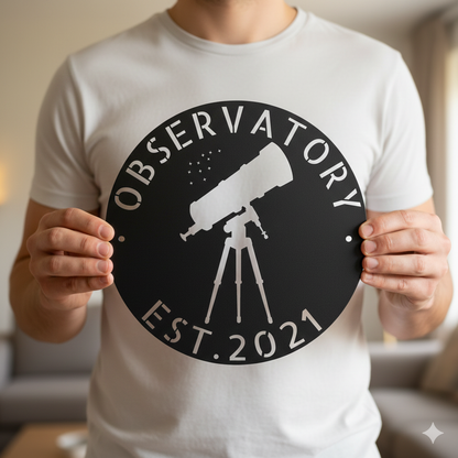 Wall Art OBSERVATORY NAME SIGN - Custom Telescope Observatory Monogram Wall Art